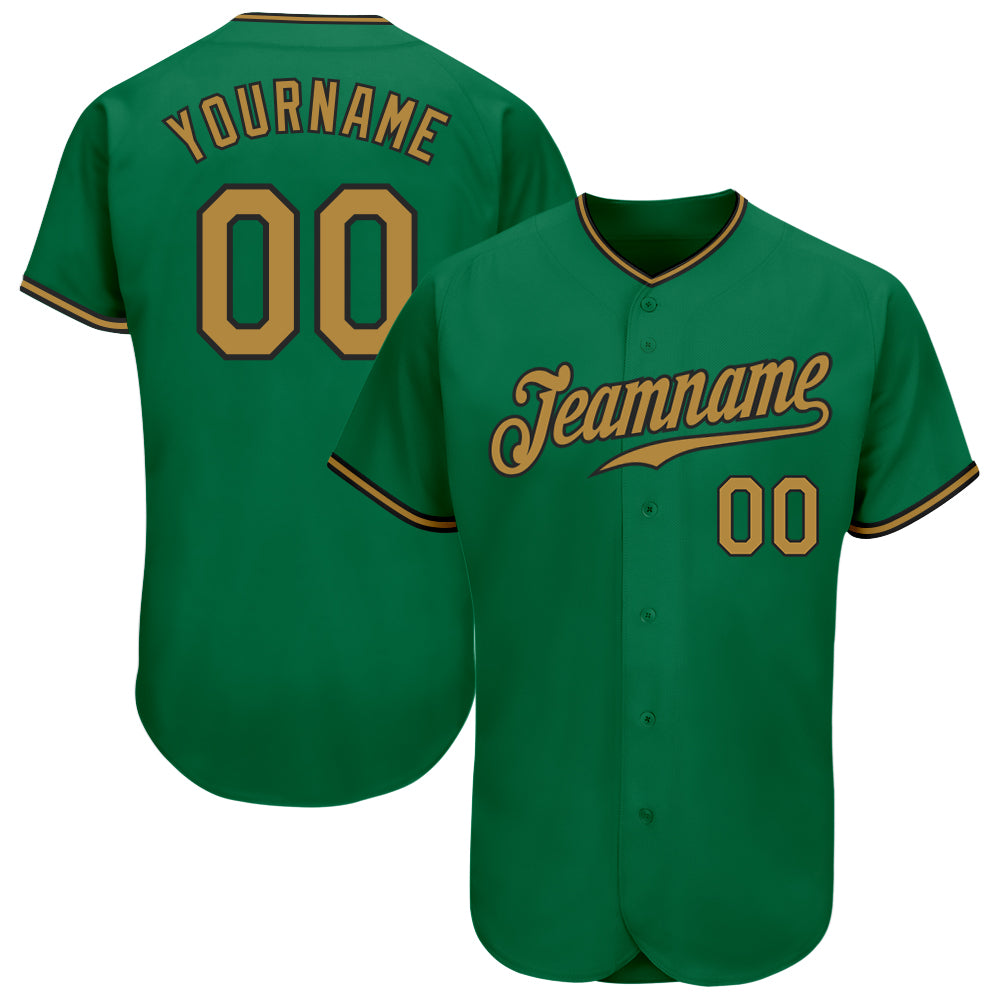 Kelly Green Black Old Gold Authentic Baseball Jersey, Custom Style 3925 Custom Kelly Green Old Gold-Black Authentic Baseball