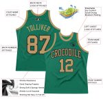 Custom Kelly Green Authentic Throwback Basketball Jersey - Black and Old Gold Design Custom Kelly Green Old Gold-Black Authentic