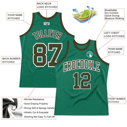 Custom Kelly Green Authentic Throwback Basketball Jersey - Olive-White Design Custom Kelly Green Olive-White Authentic Throwback