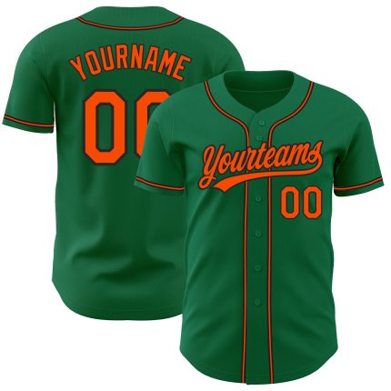 Custom Kelly Green Baseball Jersey - Orange and Black Authentic Design Custom Kelly Green Orange-Black Authentic Baseball