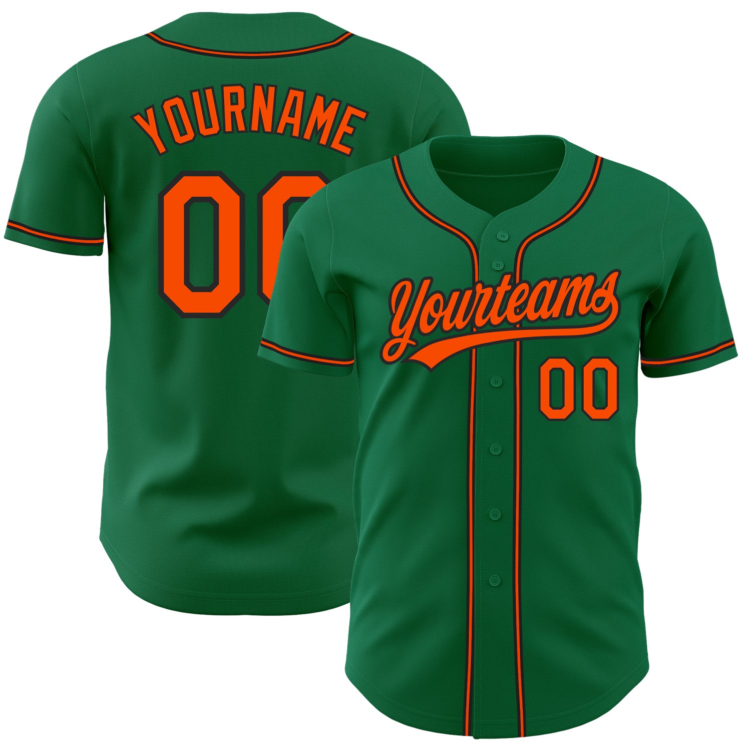 Custom Kelly Green Baseball Jersey - Orange and Black Authentic Design Custom Kelly Green Orange-Black Authentic Baseball