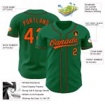 Custom Kelly Green Baseball Jersey - Orange and Black Authentic Design Custom Kelly Green Orange-Black Authentic Baseball
