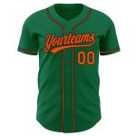Custom Kelly Green Baseball Jersey - Orange and Black Authentic Design Custom Kelly Green Orange-Black Authentic Baseball