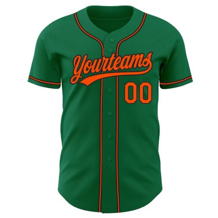 Custom Kelly Green Baseball Jersey - Orange and Black Authentic Design Custom Kelly Green Orange-Black Authentic Baseball