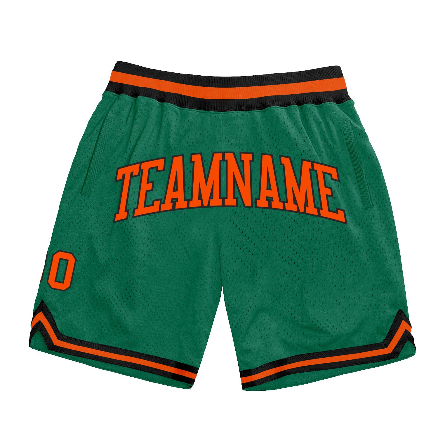 Custom Kelly Green Orange Black Basketball Shorts - Authentic Throwback Design Custom Kelly Green Orange-Black Authentic