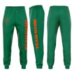 Custom Kelly Green Fleece Joggers for Men and Women - Comfortable Orange Sweatpants Custom Kelly Green Orange Fleece Jogger
