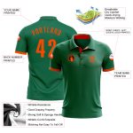 Custom Kelly Green Performance Golf Polo Shirt for Men - Breathable Fabric Orange Accents Custom Kelly Green Orange Performance