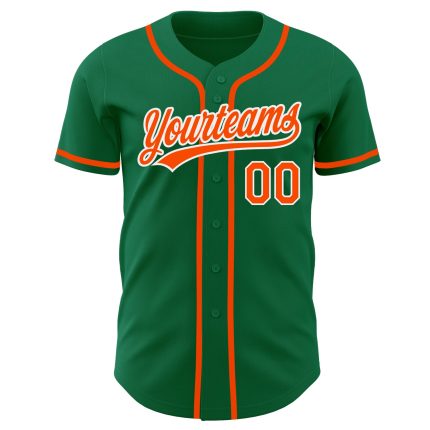Custom Kelly Green Orange White Baseball Jersey - Authentic Design for Fans Custom Kelly Green Orange-White Authentic Baseball