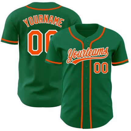 Custom Kelly Green Orange White Baseball Jersey - Authentic Design for Fans Custom Kelly Green Orange-White Authentic Baseball
