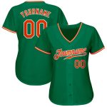 Custom Kelly Green Authentic Baseball Jersey with Orange-White Details, Style 9945 Custom Kelly Green Orange-White Authentic
