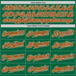 Custom kelly green, orange and white fade baseball jersey, side view