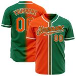 Custom kelly green, orange and white fade baseball jersey