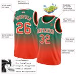 Custom Kelly Green Orange White Basketball Jersey Authentic Fade Design Custom Kelly Green Orange-White Authentic Fade Fashion