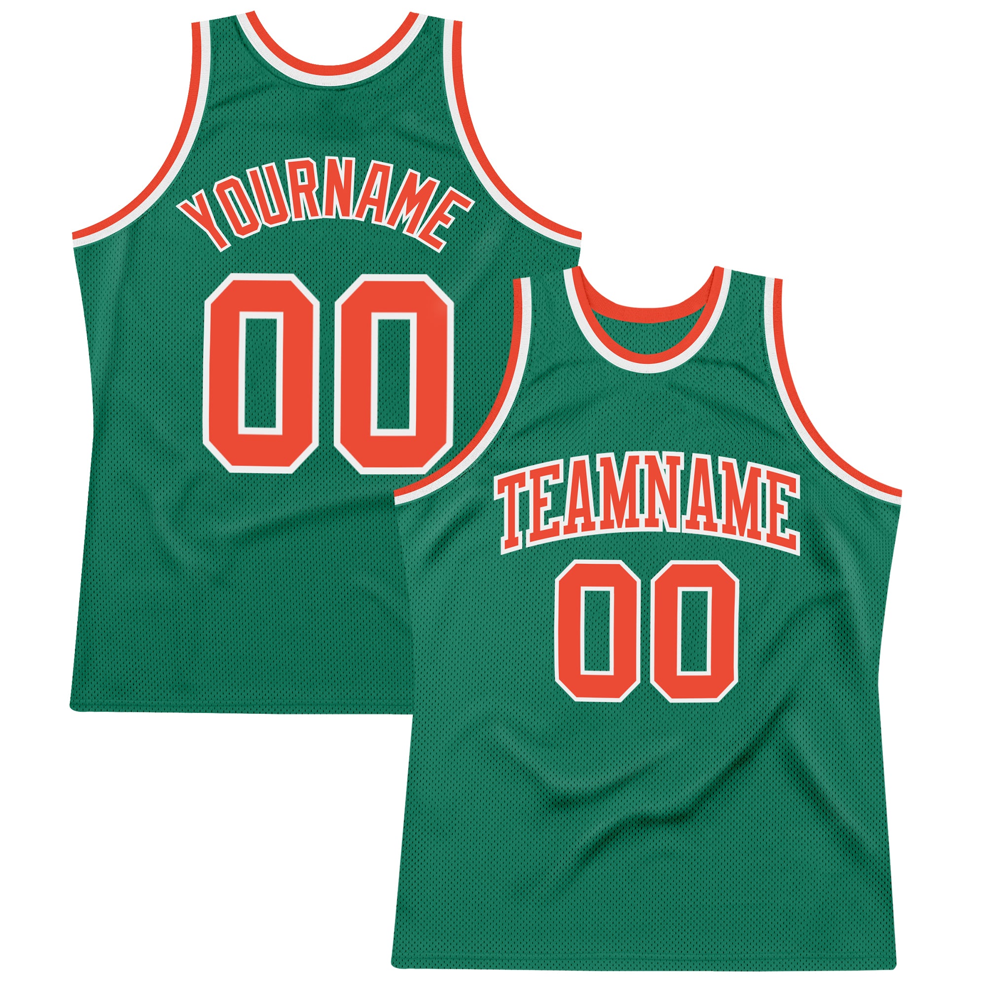 Kelley Green Orange White Throwback Basketball Jersey - Custom Authentic Design Custom Kelly Green Orange-White Authentic