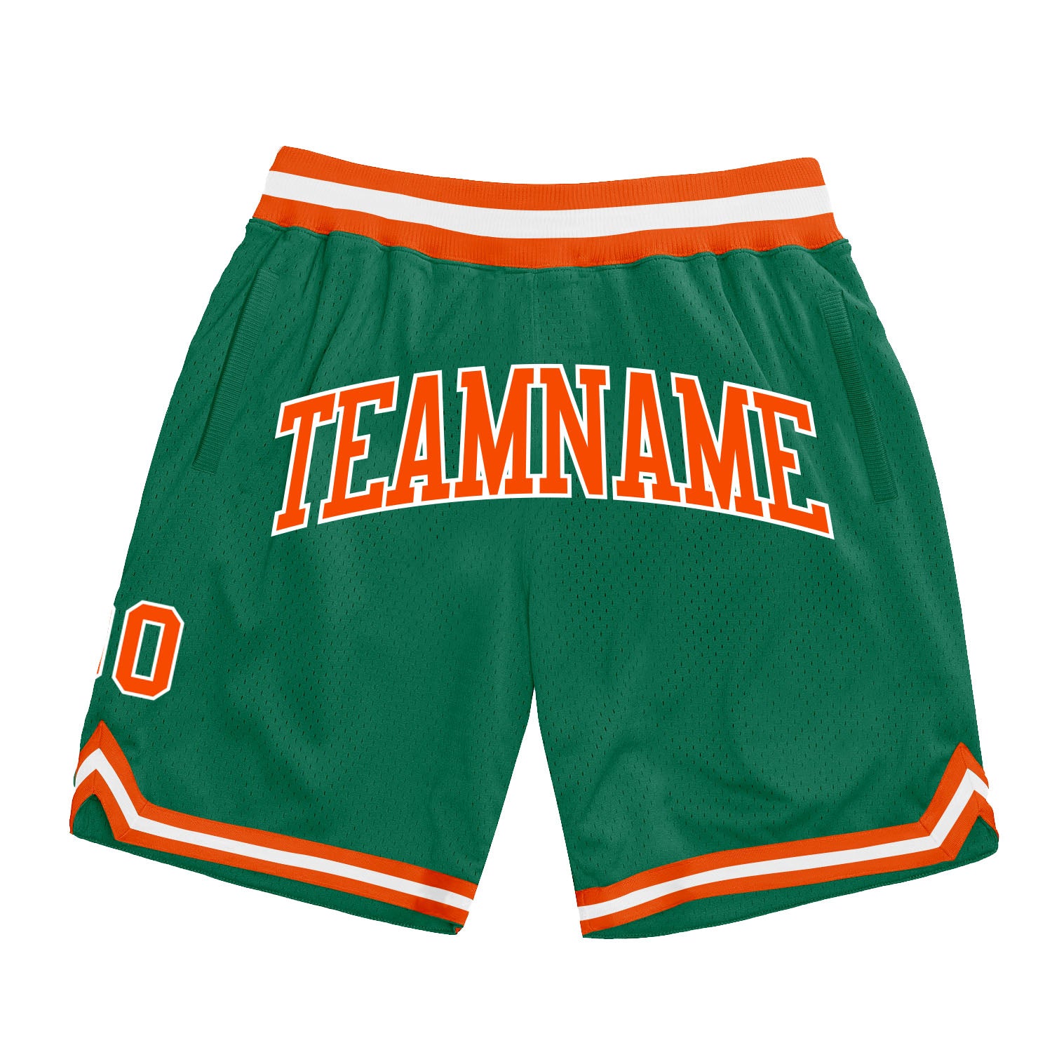 Custom Orange-White Basketball Shorts | Kelly Green Authentic Throwback Custom Kelly Green Orange-White Authentic Throwback