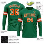 Custom Kelly Green Long Sleeve Performance T-Shirt - Orange-White Salute To Service Custom Kelly Green Orange-White Long