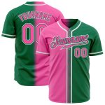 Custom Kelly Green Fade Authentic Baseball Jersey - Pink-White Fashion Style Custom Kelly Green Pink-White Authentic Fade