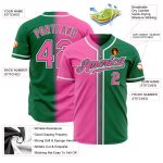 Custom Kelly Green Fade Authentic Baseball Jersey - Pink-White Fashion Style Custom Kelly Green Pink-White Authentic Fade