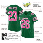 Custom Kelly Green Football Jersey Pink White Mesh Style 9070 Authentic Custom Kelly Green Pink-White Mesh Authentic Football
