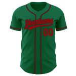 Custom Authentic Baseball Jersey in Kelly Green, Red, and Black Custom Kelly Green Red-Black Authentic Baseball Jersey