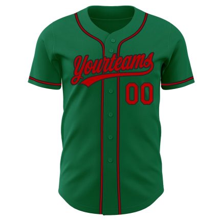 Custom Authentic Baseball Jersey in Kelly Green, Red, and Black Custom Kelly Green Red-Black Authentic Baseball Jersey