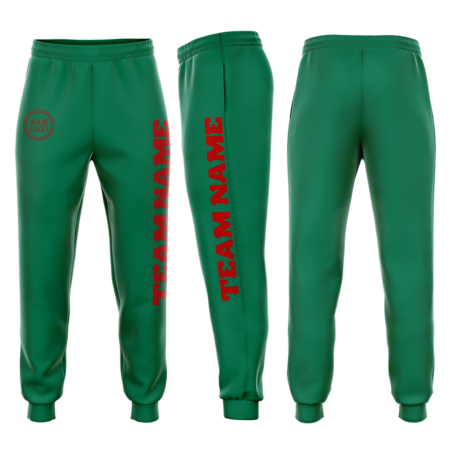 Custom Fleece Jogger Sweatpants in Kelly Green and Red for Men and Women Custom Kelly Green Red Fleece Jogger Sweatpants