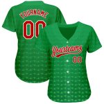 Authentic 3D Pattern Baseball Jersey in Kelly Green, Red & White - Custom Design Custom Kelly Green Red-White 3D Pattern