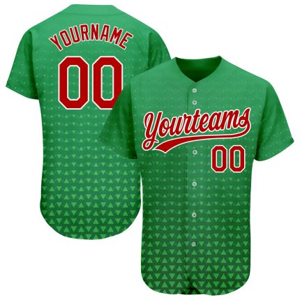 Authentic 3D Pattern Baseball Jersey in Kelly Green, Red & White - Custom Design Custom Kelly Green Red-White 3D Pattern