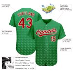 Authentic 3D Pattern Baseball Jersey in Kelly Green, Red & White - Custom Design Custom Kelly Green Red-White 3D Pattern