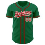 Authentic Custom Kelly Green Baseball Jersey with Red and White Details Custom Kelly Green Red-White Authentic Baseball Jersey