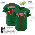 Authentic Custom Kelly Green Baseball Jersey with Red and White Details Custom Kelly Green Red-White Authentic Baseball Jersey