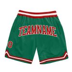 Custom Kelly Green and Red-White Basketball Shorts | Authentic Throwback Style Custom Kelly Green Red-White Authentic Throwback