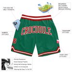 Custom Kelly Green and Red-White Basketball Shorts | Authentic Throwback Style Custom Kelly Green Red-White Authentic Throwback