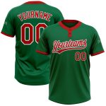 Custom Kelly Green Unisex Softball Jersey with Red-White Two-Button Design Custom Kelly Green Red-White Two-Button Unisex