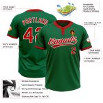 Custom Kelly Green Unisex Softball Jersey with Red-White Two-Button Design Custom Kelly Green Red-White Two-Button Unisex