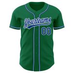Custom Green Baseball Jersey - Authentic Royal-White Design for Teams Custom Kelly Green Royal-White Authentic Baseball Jersey