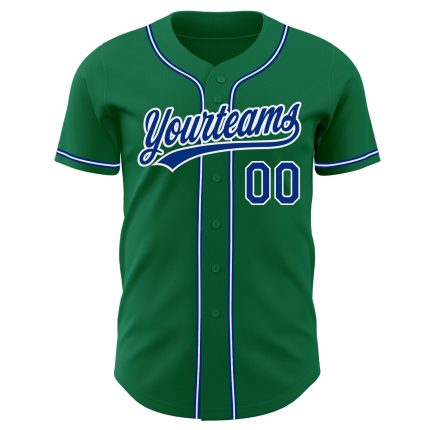 Custom Green Baseball Jersey - Authentic Royal-White Design for Teams Custom Kelly Green Royal-White Authentic Baseball Jersey