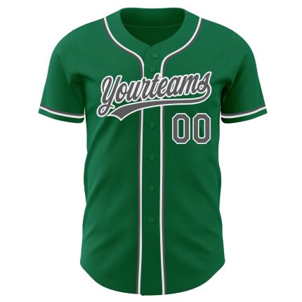 Custom Steel Gray White Kelly Green Authentic Baseball Jersey Custom Kelly Green Steel Gray-White Authentic Baseball Jersey