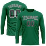 Custom Performance Salute to Service T-Shirt in Kelly Green and Gray-White, Long Sleeve Custom Kelly Green Steel Gray-White