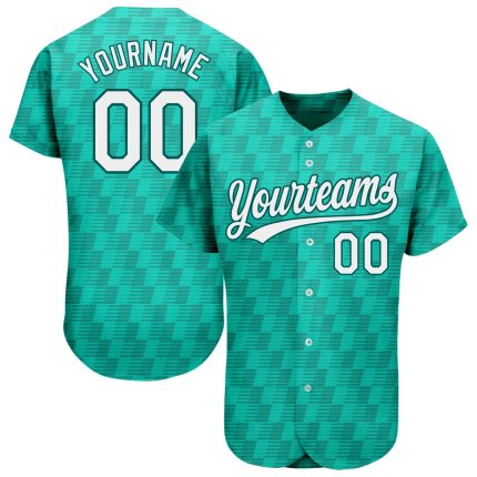 Authentic Baseball Jersey 3D Pattern Design in Custom Kelly Green and White-Black Custom Kelly Green White-Black 3D Pattern
