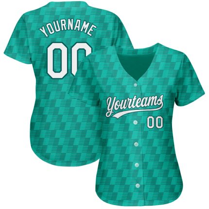 Authentic Baseball Jersey 3D Pattern Design in Custom Kelly Green and White-Black Custom Kelly Green White-Black 3D Pattern