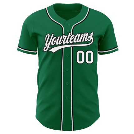Custom Authentic Baseball Jersey in Kelly Green, White & Black Design Custom Kelly Green White-Black Authentic Baseball Jersey