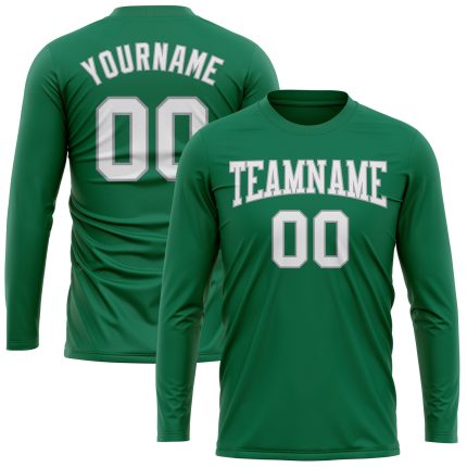 Custom Kelly Green Long Sleeve Performance T-Shirt - Salute To Service by Gary Custom Kelly Green White-Gary Long Sleeve
