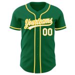 Authentic Custom Baseball Jersey in Kelly Green with White-Gold Trim Custom Kelly Green White-Gold Authentic Baseball Jersey