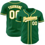 Authentic Custom Baseball Jersey in Kelly Green with White-Gold Trim Custom Kelly Green White-Gold Authentic Baseball Jersey