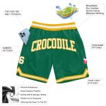 Custom Kelly Green White Gold Basketball Shorts - Authentic Throwback Style Custom Kelly Green White-Gold Authentic Throwback