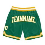 Custom Kelly Green White Gold Basketball Shorts - Authentic Throwback Style Custom Kelly Green White-Gold Authentic Throwback