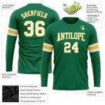 Custom Salute To Service Long Sleeve Performance T-Shirt in Kelly Green and White-Gold Custom Kelly Green White-Gold Long
