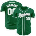 Custom kelly green, white and gray baseball jersey