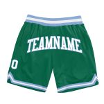 Custom Authentic Throwback Basketball Shorts in Kelly Green and Light Blue Custom Kelly Green White-Light Blue Authentic